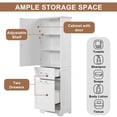 thumbnail image 4 of Bellemave 68.1”H Tall Bathroom Storage Cabinet Freestanding Storage Cabinet with 2 Different Size Drawers and 1 Door Wooden Floor Cabinet with Adjustable Shelves for Home, Kitchen, White, 4 of 11