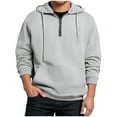 thumbnail image 4 of Hrsba Men's Hooded Sweatshirts for Fall Winter, Men's Hooded Sweatshirt Solid Color Half Zip Long Sleeve Pullover Fall Casual Tops For Men, 4 of 4