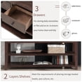 thumbnail image 4 of Retro Design Console Table with 2 Open Shelves & 3 Drawers, Pine Solid Wood Frame and Leg, Narrow Long Sofa Table, Large Storage Space for Living Room, Entryway, Espresso, 4 of 7