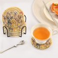 thumbnail image 5 of Haosy Set of 6 Drink Woven Coaster with Holder Heat Resistant Non-Slip Bar Coasters 4 Inches Cute Dogs with Happy and Joyful, 5 of 7