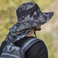 thumbnail image 3 of Polyester Men Bucket Hat Portable Breathable Foldable Foldable Colorful Stylish Adjustable Windproof Sunproof Hiking Fishing Cap Black Grey, 3 of 9