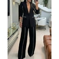 thumbnail image 5 of Women'S Fall Spring 2 Piece Blazer Outfits Business Casual Oversized Jacket Wide Leg Work Pants Dressy Suit Set Black XL, 5 of 8