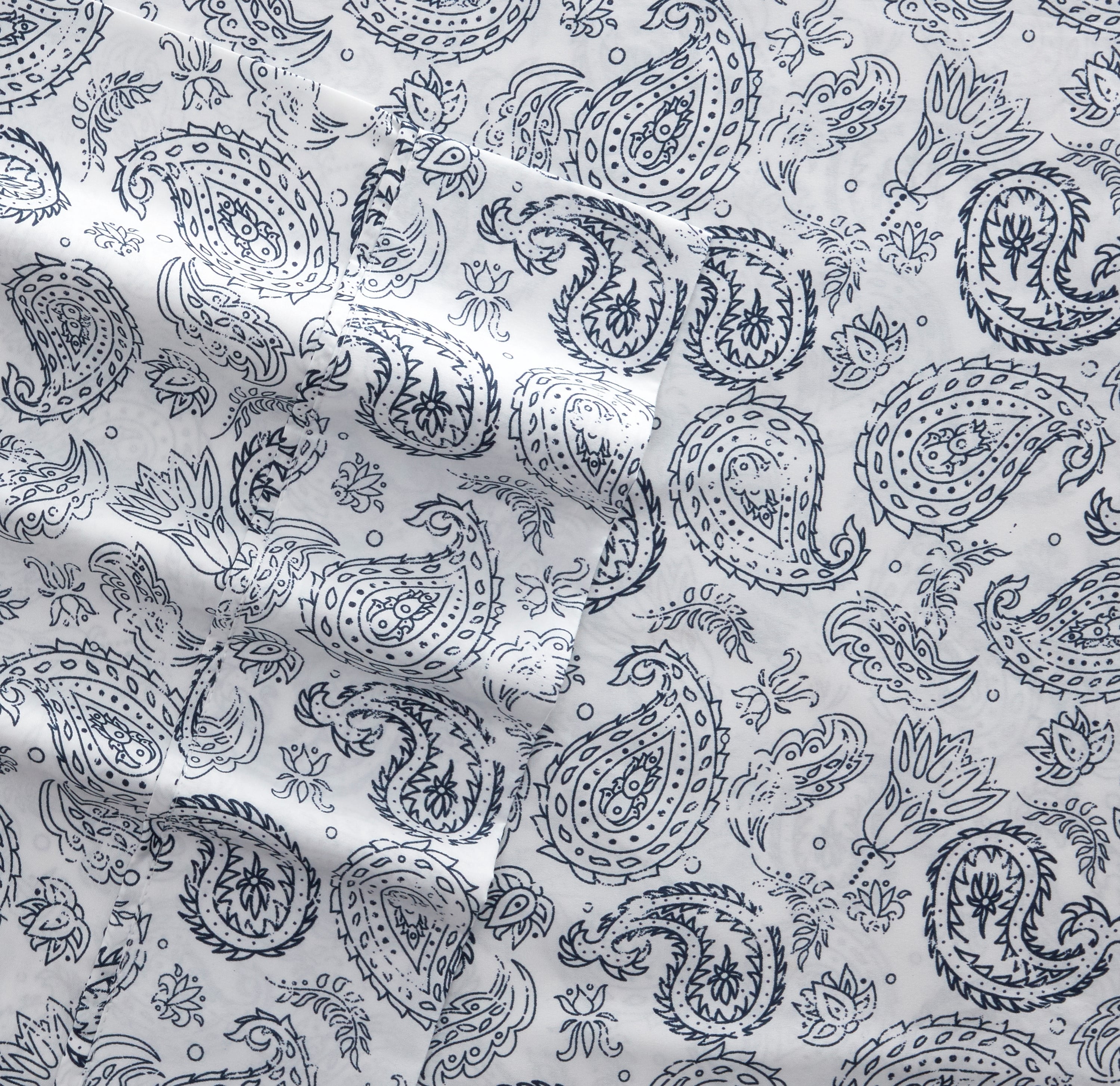 Noble Linens 4 Piece Pattern Microfiber Bed Sheets Set, Coarse Paisley, California King