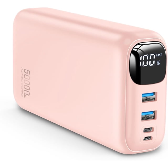 Cargador portátil OHOVIV 50000 mAh 22,5 W USB-C rápido color rosa