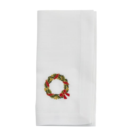 Saro Lifestyle Embroidered Wreath Table Napkin (Set of 4)