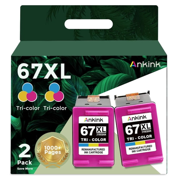 Cartucho de tinta Ankink remanufacturado HP 67XL Color, paquete de 2