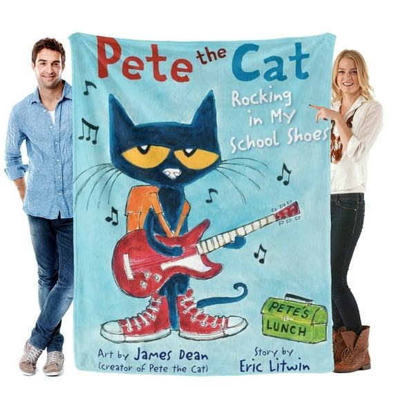 Throw Blanket for Pete the Cat Bed Couch Home Decor Soft Warm Flannel Blanket for Kids Boys Girls Gifts 30x40 Inch