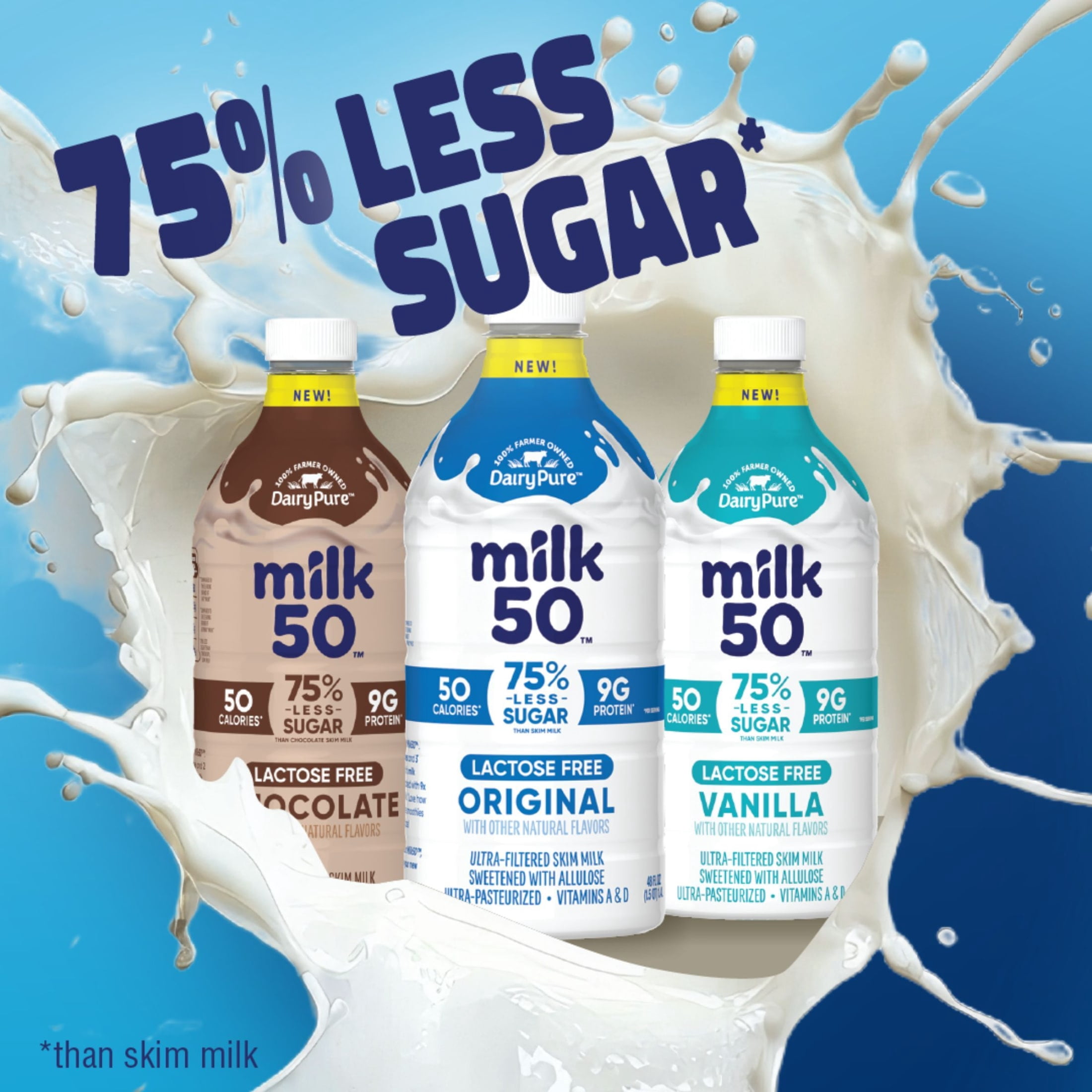 DairyPure Milk50 Vanilla Lactose Free Skim Milk, 48 Fl Oz