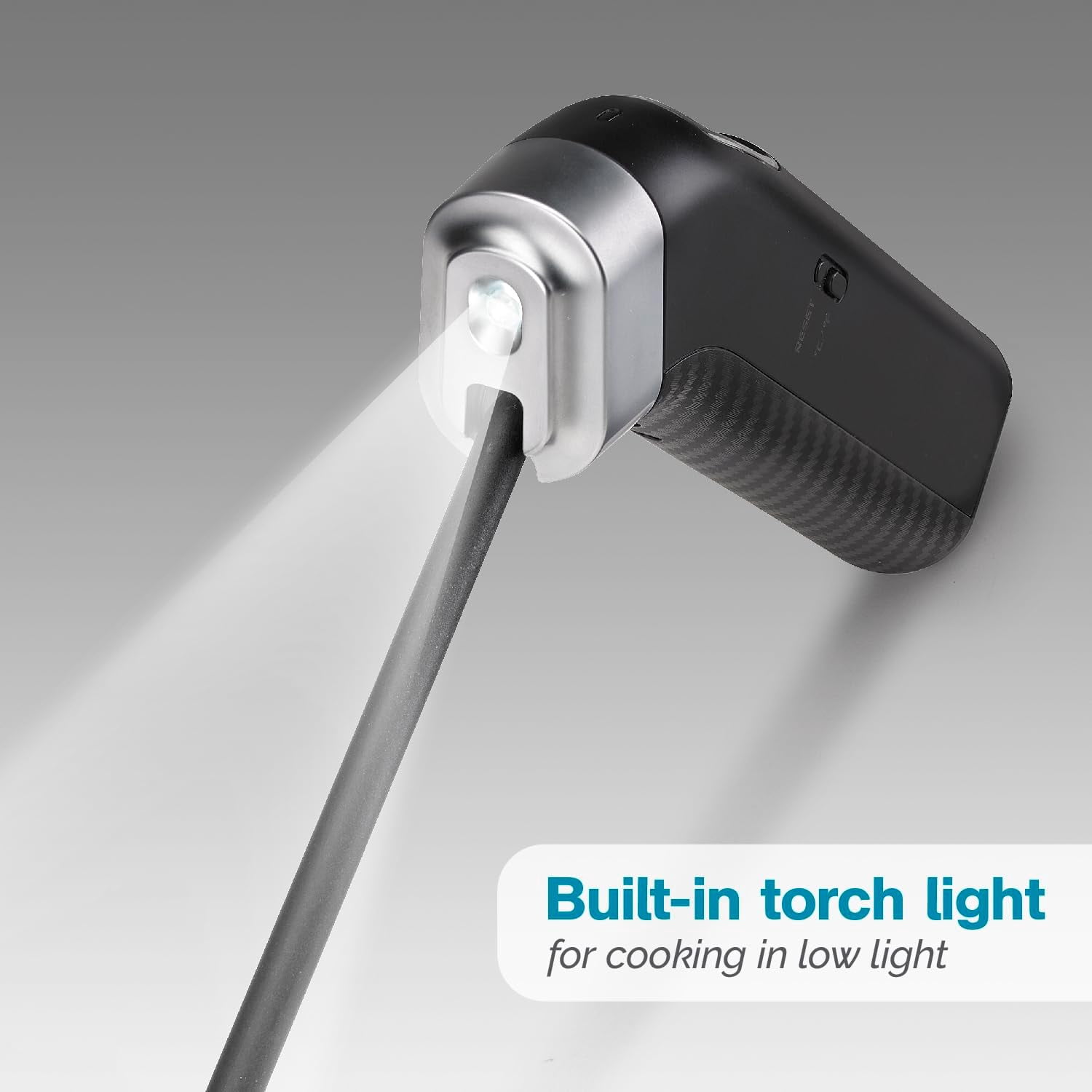 Polder Grill Partner Instant Read Thermometer for Grilling with Foldable 10" Probe, 10 Preset Temperatures and Built-in Torch Light