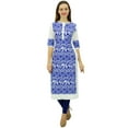 thumbnail image 4 of Phagun Kurta Droite Bleue pour Femmes Manches 3/4 Imprimée Décontractée Kurti-26, 4 of 7