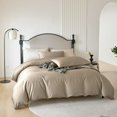 thumbnail image 5 of PURE ERA Long Staple Cotton Duvet Cover 3pc Set 800 Thread Count Luxury Smooth Sateen Silky Soft Luster Desert Beige Full Size, 5 of 7