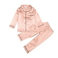 thumbnail image 2 of TBWNWG Girls Satin Pajamas Set,Silk Button-Down Sleepwear 2 Piece Nightwear,Size 5-6 Years, 2 of 8