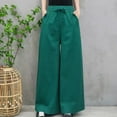 thumbnail image 5 of Casual High Waisted Pants for Women Solid Color Long Pants Cotton Linen Straight Trousers Palazzo Comfortable Autumn Outfit Solid Color Trousers Casual Daily Office Wear, 5 of 7