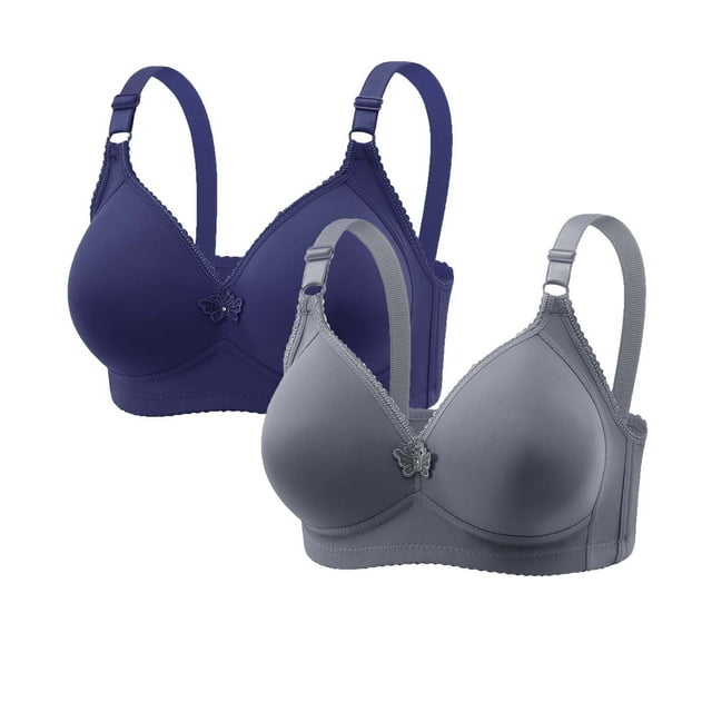 Sujetador de nailon para mujer, 2 piezas, color liso, sin costuras, con realce, suave y soporte para uso diario.