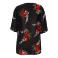 thumbnail image 4 of Hontri Women's Cardigans Lightweight Deals under $15, Women Floral Print Chiffon Cardigan Short Sleeve Loose Beach Wear Cover Up Blouse Top Black M, 4 of 8