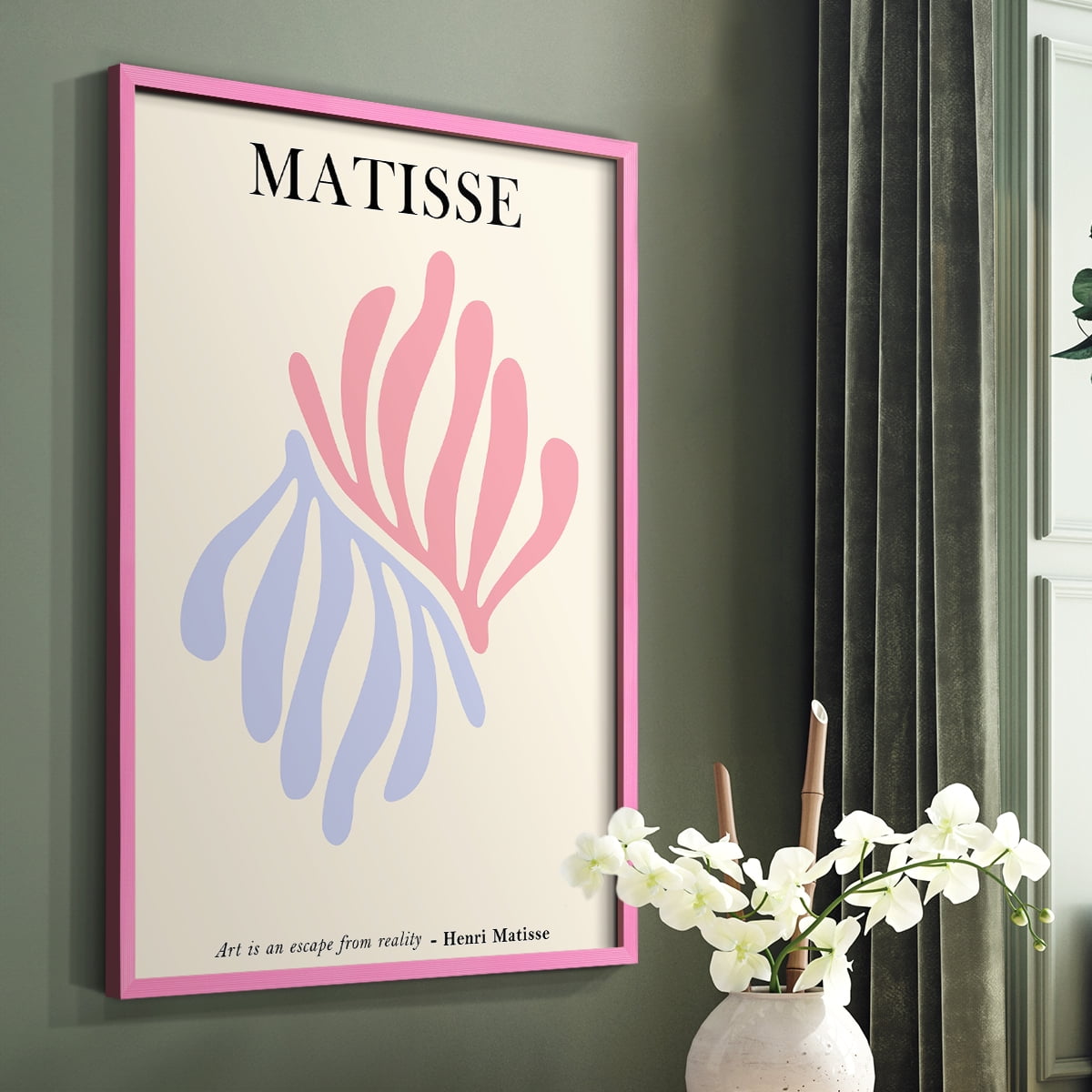 Matisse CDLXXXVII in Pink Solid Wood Framed Print No Nail Hanging