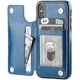 thumbnail image 1 of Funda tipo billetera para iPhone Xs con tarjetero, funda de piel sintética de primera calidad con ranuras para tarjetas, cierre magnético doble y cubierta duradera a prueba de golpes (azul), 1 of 6