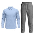 thumbnail image 6 of RUTAYY Men's Outfits Long Sleeve Solid Color Shirts and Pants with Button Pockets Casual Breathable Lightweight Resort Yoga Vacation Travel Clothing Sets, 6 of 6