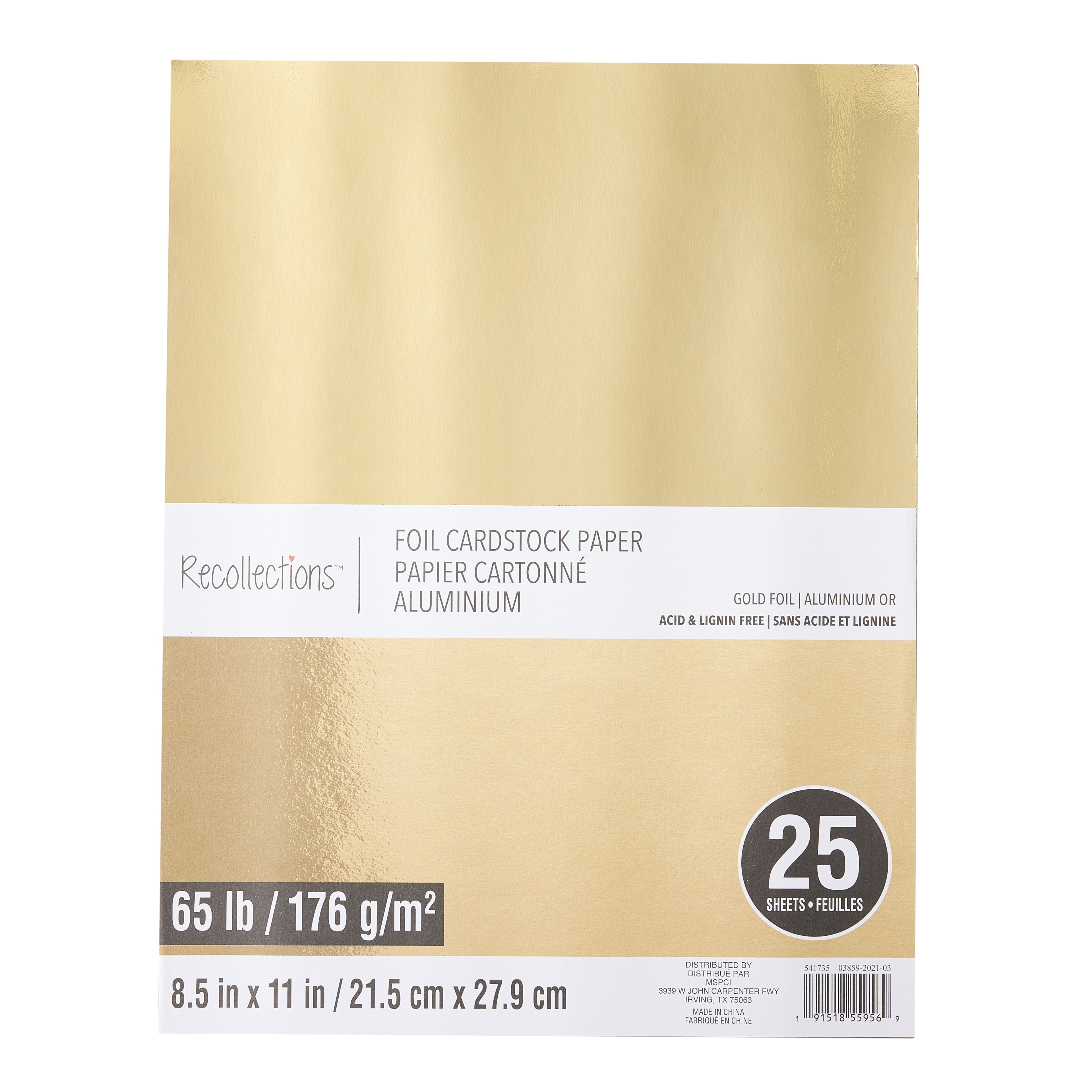 Recollections 300 Sheets Gold Foil 8.5" x 11" Cardstock Paper - Acid and Lignin Free Paper for Scrapbooks, Arts & Crafts - Bulk Pack