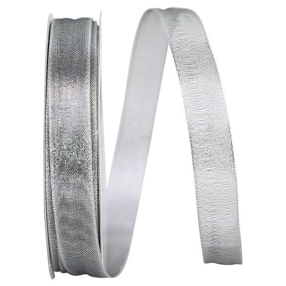 Reliant Ribbon - 60097W-170-03J, Mesh Classic Wired Edge Ribbon, Antique Silver, 5/8 Inch, 25 Yards