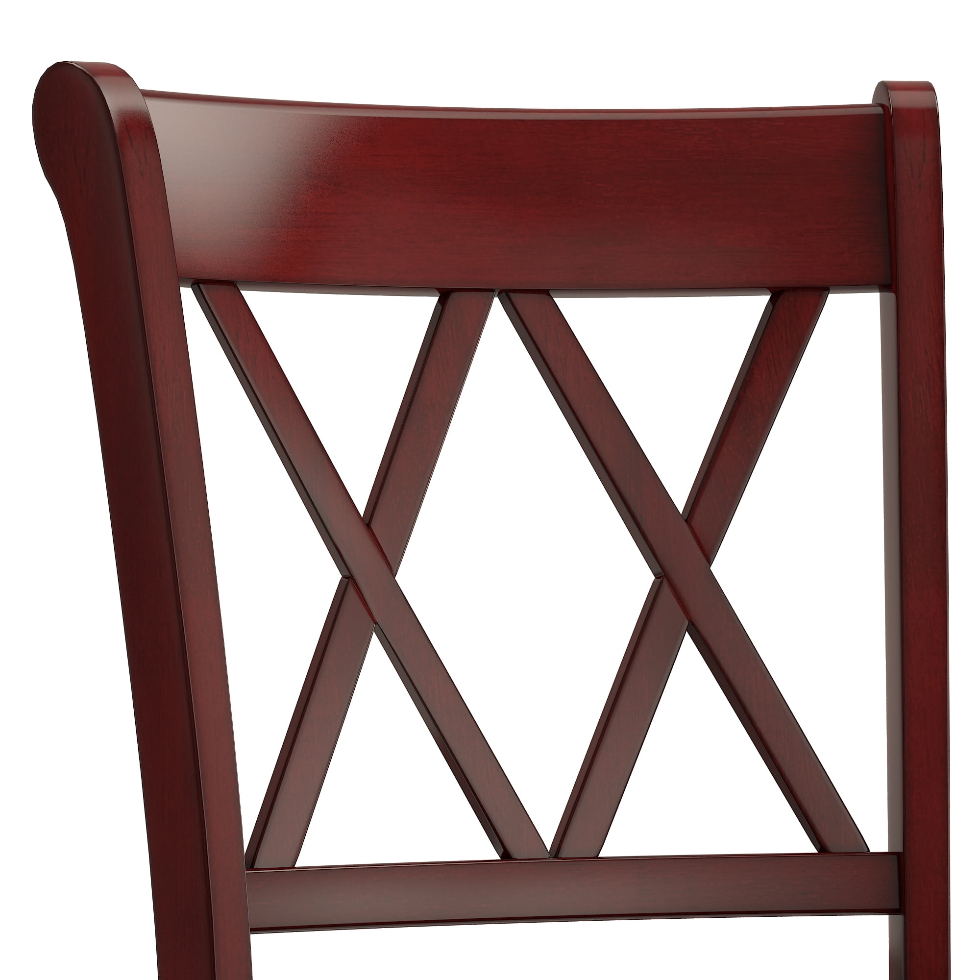 Weston Home Farmhouse Vintage Double X Solid Wood Counter Height Chair, Set of 2, Antique Red