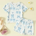 thumbnail image 2 of Sngxgn Toddler Baby Boy Summer Clothes Funny Letter T Shirt Elastic Waist Pockets Shorts Set 2 Piece Outfit(Blue,6-12 Months), 2 of 6