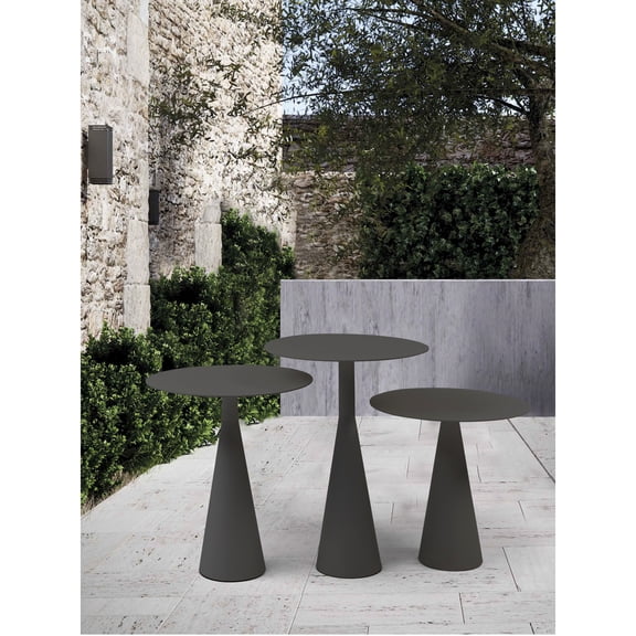 Medieval Style Side Table - Grey Aluminum Outdoor Patio Table - Indoor Accent Table - Medium Size