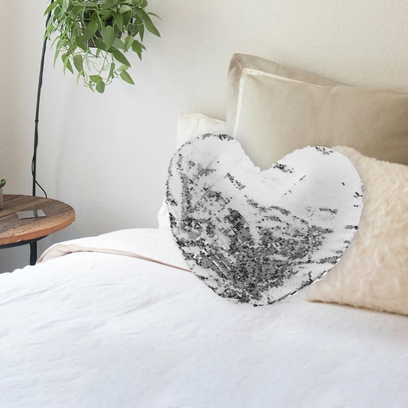 PENIKOKO Valentine's Day Heart Shaped Sequin Pillow Decorative Cushion for Home and , 1 Piece