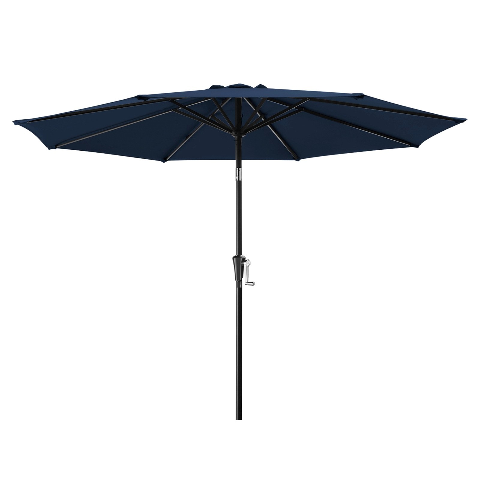 JUSTLET 10ft Patio Umbrella w/ Easy Crank & Tilt, 8-Rib Heavy-Duty Market Umbrella - Outdoor Umbrella for Backyard, Garden, Patio, Deck, Cafe, and Restaurant, Deck & Backyard - Navy Blue