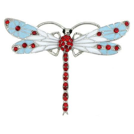 - Gorgeous Crystal Dragonfly Pin Brooch - Red