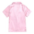 thumbnail image 4 of BLVB Kids Toddler Baby Girl Boy Satin Pajamas Set Short Sleeve Button down Pajama Shirt Top+ Long Pants Bottoms Sleepwear Outfits Loungewear Clothes, 4 of 6
