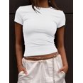 thumbnail image 3 of Crop Workout Tops for Women Pack Summer Short Sleeve Gym Athletic Compression Shirts Cute Tight Basic Tops Tee, 3 of 6