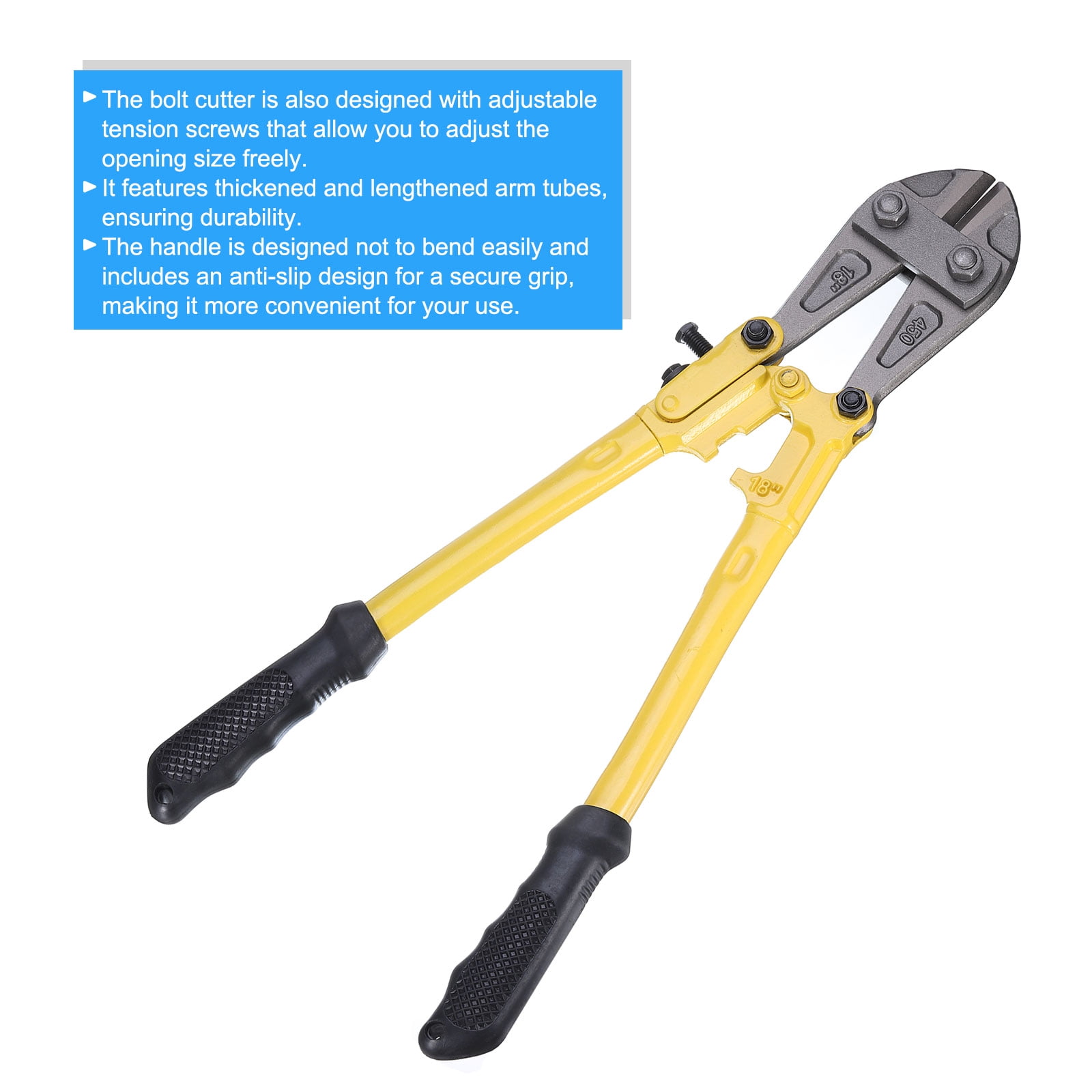 Uxcell Bolt Cutter 18" Heavy Duty Bolt Cutter Chrome Molybdenum Steel Alloy Blade for Wire Fence Screw Cutting Tool