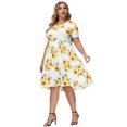 thumbnail image 7 of Hanna Nikole Women Plus Size Casual Short Sleeve Dresses Empire Waist Dress Elastic Crew Neck A-Line Dress with Pockets, 7 of 7