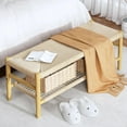 thumbnail image 6 of Cvortll Entry Bench with Storage,39 inch Storage Benches with Paper Cord Ottoman,Decorative Benches for Home with Rubber Wood Legs,Rattan Bench for Bedroom, 6 of 8