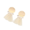 thumbnail image 3 of Pendientes de gota borla Bohemia perfecl de lana beige, 3 of 8