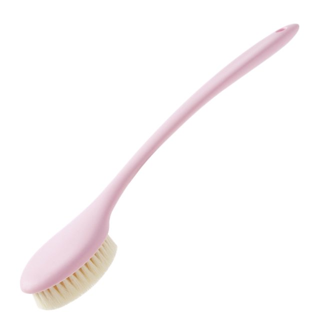 Advancent Cepillos para el cuerpo del baño Cepillos de cerdas de nailon para baño de mango largo Masajeador exfoliante Herramienta de Suministros de limpieza para el hogar rosado