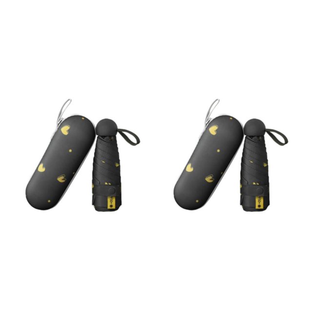 Yuarrent Sombrilla con forma de cápsula Love, para transportar cómodamente, sombrilla eficiente con bloqueo UV, protección solar, Love Black amor negro ocho 2Conjunto
