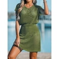 thumbnail image 3 of Cupshe Women's Crochet Swim Beach Cover up Button Short Sleeve, Size XS-XXL, 3 of 4