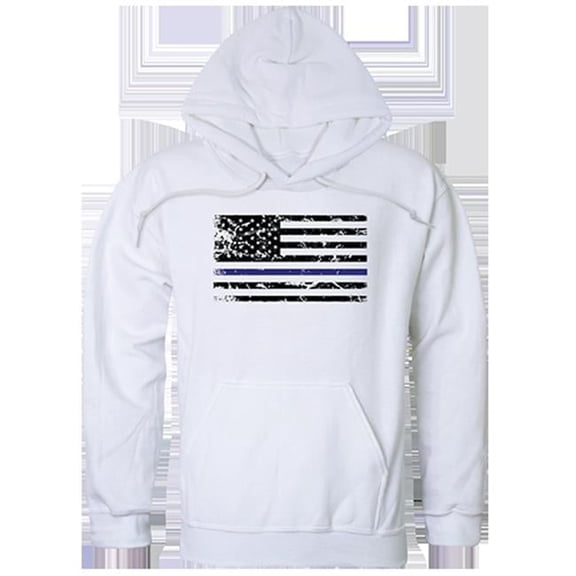 Thin Blue Line Graphic Pullover Sweatshirt, White - Extra Large