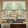 thumbnail image 4 of Yayeee Kitchen Curtains Set of 2 Light Filtering 57"x24" Over Sink Window Panels, Pink Floral Wave, 4 of 7