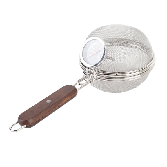M Buder Manual Coffee Bean Roaster Tool, Stainless Steel Coffee Roasting Mesh Pan with Thermometer for Home Outdoor Coffee Baking, 13.4 x 5.9 x 2.8 inches / 34 x 15 x 7 cm Professional Barista Grade