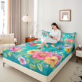 thumbnail image 4 of Feelyou Cherry Blossoms Flower Bed Sheets, Kawaii Hummingbird Animal King Sheets, Retro Chinese Style Sheet Set, Ultra Soft Bedroom Decor, 4 Pieces, 4 of 7