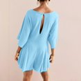 thumbnail image 5 of HXWCHs Denim Jumpsuits for Women, Women's Casual Loose Fit Short Sleeve Romper Jumpsuit Dress Featuring Convenient Side Pockets S Blue, 5 of 8