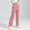 Pink, variant on Women Button Decor Elastic High Waist Wide Leg Pants, Loose Casual Solid Trousers, Daily Street Lounge Pants with Side Pockets Pink XL(XL)