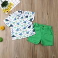 thumbnail image 4 of Baby Boy's Summer Clothes Sets Animal Print Shirts Top + Solid Color Shorts Outfits, 4 of 8