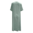 thumbnail image 4 of Vestido informal holgado largo con cuello en V para mujer - Manga corta, corte en A y cinturón, 4 of 5