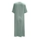 thumbnail image 4 of Vestido informal holgado largo con cuello en V para mujer - Manga corta, corte en A y cinturón, 4 of 5
