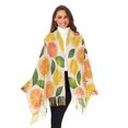 thumbnail image 3 of FORMRS Womens Scarf Winter Soft Long Big Warm Shawls Wrap Tassel Scarves, Beige Citrus Leaves, 3 of 9