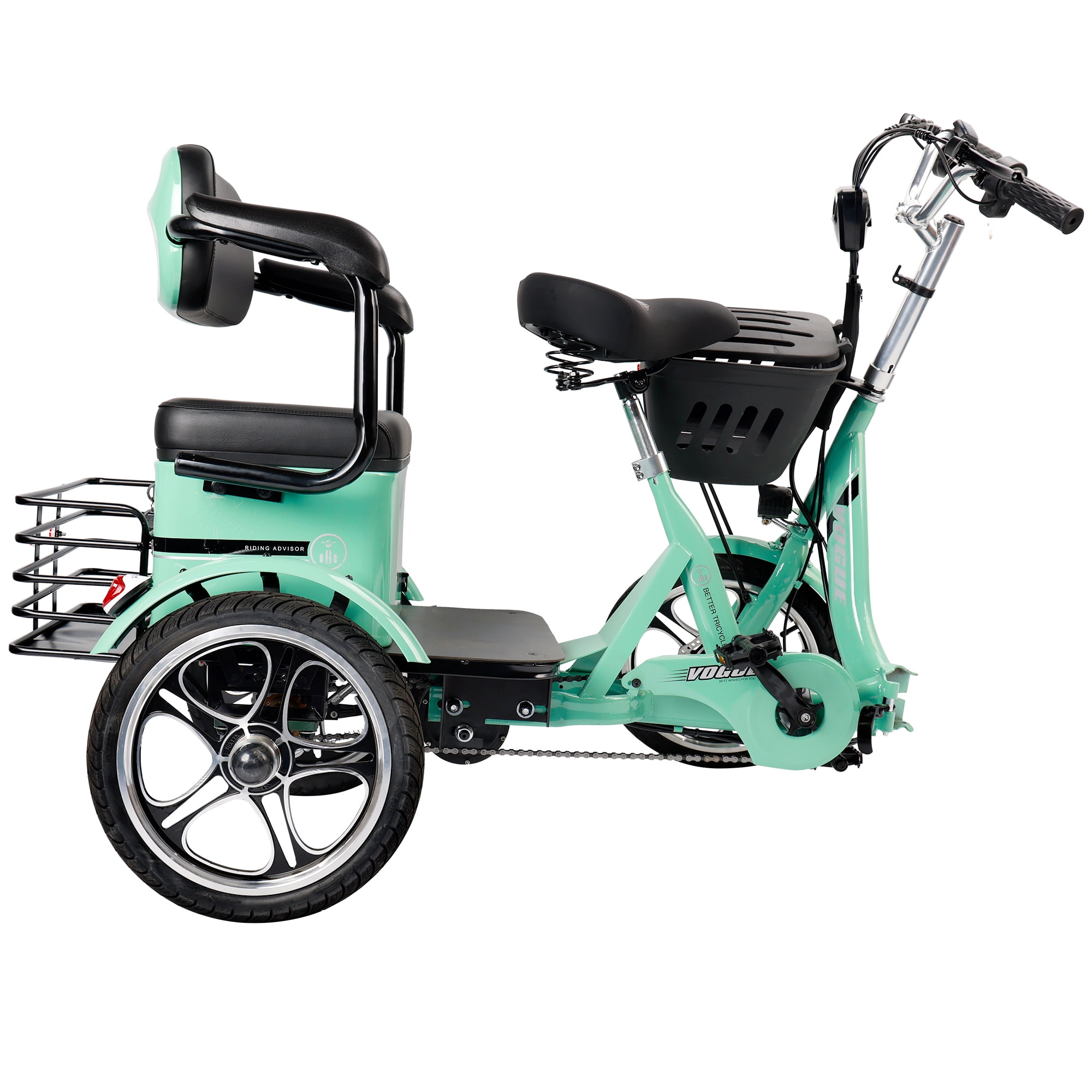 VIPQV Electric Tricycle, 400W Folding Trike Ebike 16", 3 Wheel Electric Tricycle, 14MPH Max Speed, Up to 34 Miles , 48V 12AH UL2849 Tricycle for Adults